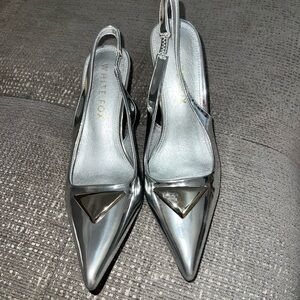 Silver Slingback Heels